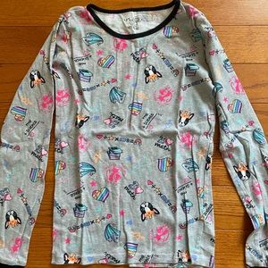 grey kids pajama shirt dog pattern